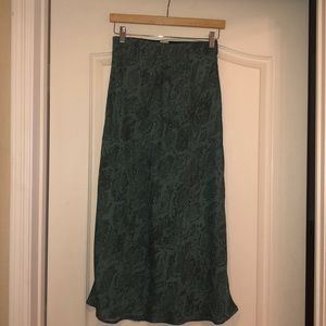 Jungle green snake print midi/maxi skirt